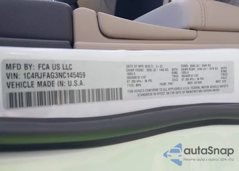 2022 Jeep Grand Cherokee Wk Laredo E 4X4 z USA, uszkodzony, nr VIN 1C4RJFAG3NC145459